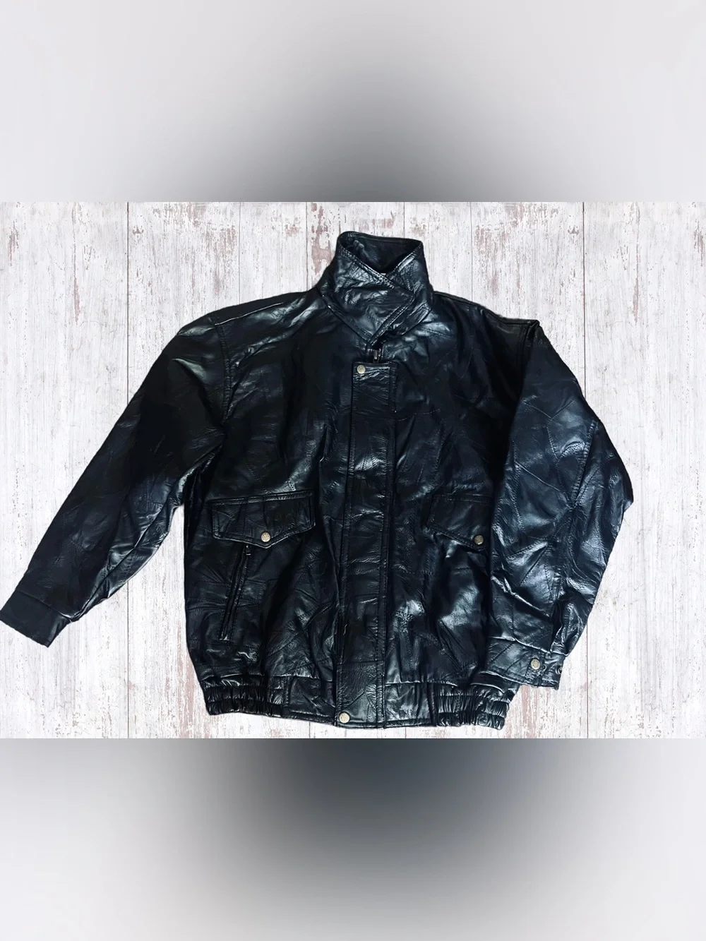 EUC Vintage Men’s Flight Path Leather Jacket Large Black Bomber/Biker